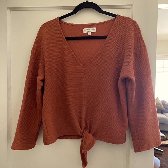Madewell Tops - Texture & Thread Long sleeved, tie-front top.